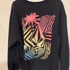 Volcom Black Crewneck Sweater with Multicolor Graphic